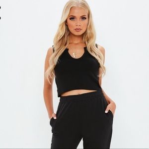 Missguided black notch neck sleeveless crop top